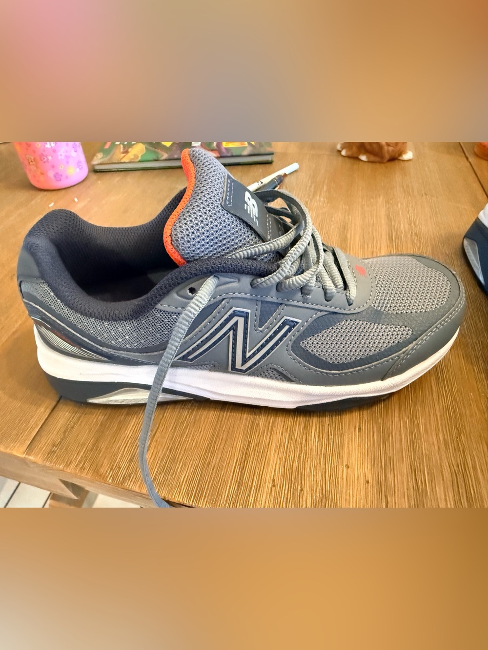 New Balance Gray Sneakers with Orange Accent